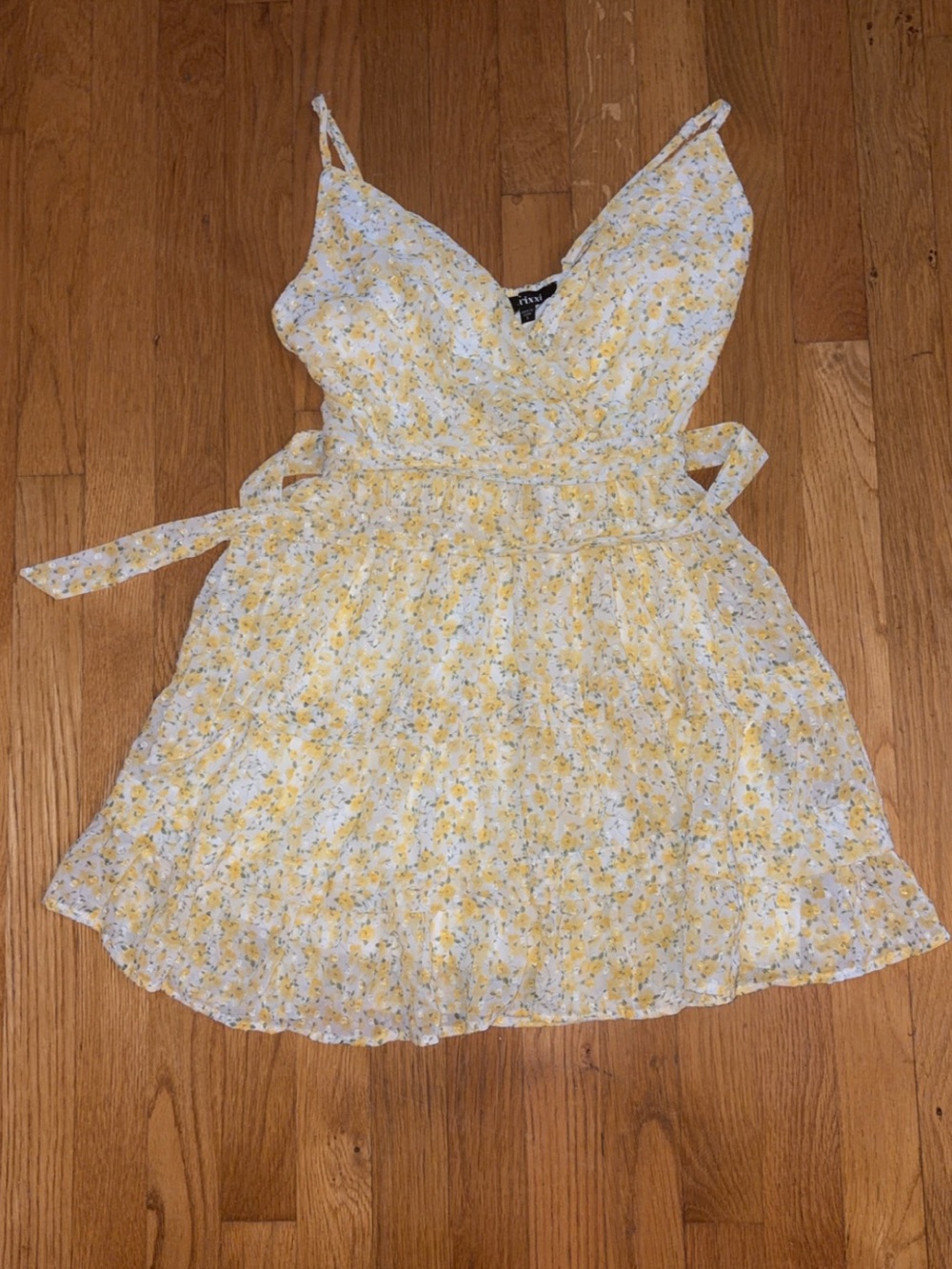 Trixxi White Dress with Yellow Floral Print